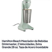Hamilton Beach Mezclador de Bebidas Drinkmaster, 2 Velocidades, Extra Grande 28 oz. Taza de Acero Inoxidable - Img 56981643