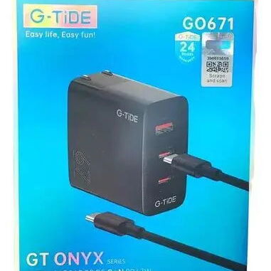 Turbo cargador 67 W con cable Tipo-C a Tipo-C color negro GO671 G-Tide - 3/4