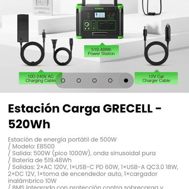 Estación Carga GRECELL - 520Wh. Batería de 519.48Wh - 5/5