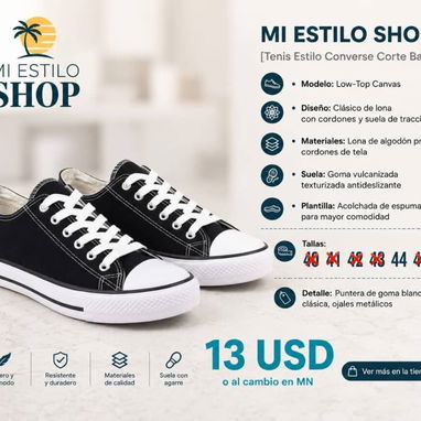 Tenis Estilo Converse Corte Bajo - 3/4