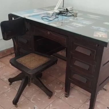 Buró antiguo de caoba + silla en excelente estado - 2/3