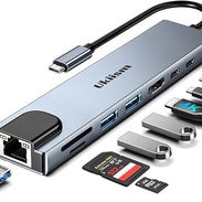Adaptador USB C Hub Ethernet HDMI, estación de acoplamiento 8 en 1 con HDMI 4K, Ethernet RJ45, lector de tarjetas SD/TF, - Img 56278340