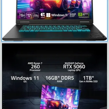 ➡️GIGABYTE GAMING A16/RYZEN 7/RTX 5060 8GB/16Gb RAM/1Tb Precio $1300 USD  Se incluye de regalo bolso para laptop  Gigaby - Img 125446181