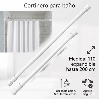 Cortinero metálico expandible para baño 🌷Medida: 110 hasta 200 cm - Img 122020874