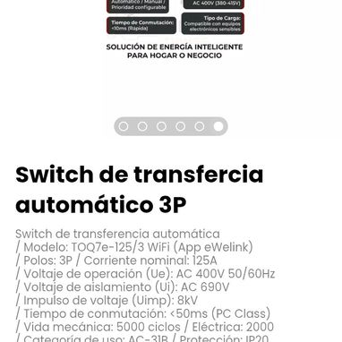 Switch de transfercia automático 3P. Modelo: TOQ7e-125/3 WiFi (App eWelink) - Img 120876367
