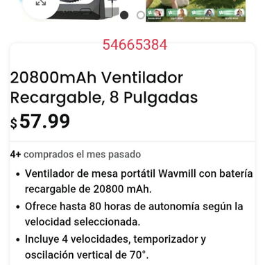 Ventilador recargable 20800mAh - 2/2