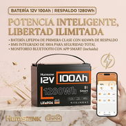 Batería Humsienk LiFePO4 12V 100Ah Group 24 1280Wh Bluetooth Para Respaldo En Casa - Img 56895089