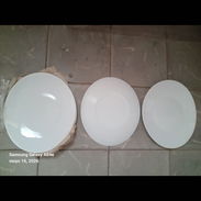 Juego de 6 platos llanos, 10.75 x 9.5 pulgadas, vidrio de ópalo templado, seguro para alimentos, blanco limpio, diseño c - Img 55436862
