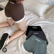 Short de licra de mujer para gyn talla unica Xl colores verde olivo y camelita y gris. - Img 56192220