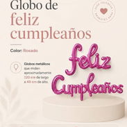 1.50 USD Globo de feliz cumpleaños Color: Rosado  Globos metálicos que miden aproximadamente 120 cm de largo x 40 cm d - Img 57468575