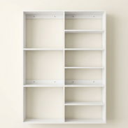 Estante de pared asimétrico en MDF hidrófugo, ideal para salas y estudios, con repisas de diferentes tamaños. - Img 54148412