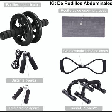 Kit de ejercicios rodillo abdominal barras push-up ejercitador suiza nuevo en caja 54321470 - Img 96352084