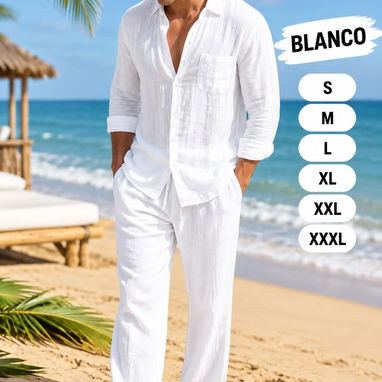 Conjuntos de hombre mangas largas (azul,beige y blanco) - 2/3