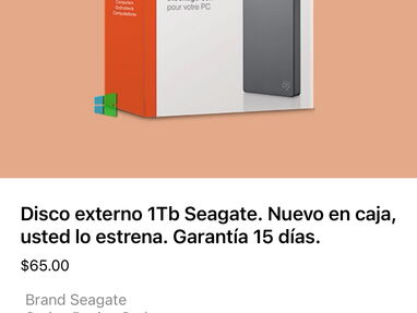 ✅Disco Duro 1Tb Seagate, externo USB3.0 en su estuche y con garantía. - Img main-image-45616844