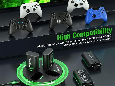 Base de carga para mandos de  Xbox One S/X, Xbox Series S/X Con 4 pilas de 2600mAh Nueva Sellada 35USD - Img 55554741