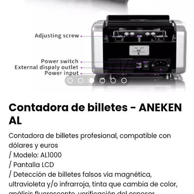 Contadora de billetes - ANEKEN AL. Nueva - Img 104539203