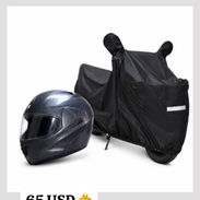CASCO INTEGRAL DE FIBRA DE CARBONO + CAPA DE MOTO COMBO - Img 56996341