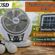 Ventilador recargable con panel solar, bombillos y linterna - Img 56607946