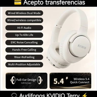 ⚡ CASCOS KVIDIO TERRY 🔊 _ Bluetooth 5.3 (Varios Colores) - Img 123032712
