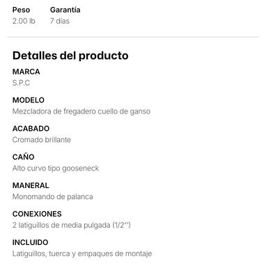 Llave mezcladora cuello de ganso de fregadero - 2/2