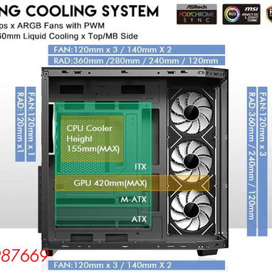 Chasis Gaming Semi panorámico marca DIYPC modelo ARGB-N3-BK + 4 fanes ARGB 120mm - Img 102995177
