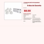 El Juego de Café de 12 Piezas con Tazas Espresso y Platos Blancos Definitivo VPT#-0372 - Img 55400648