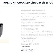 Bateria POERUNI 100Ah 12V Lithium LiFePO4 - Img 58235930