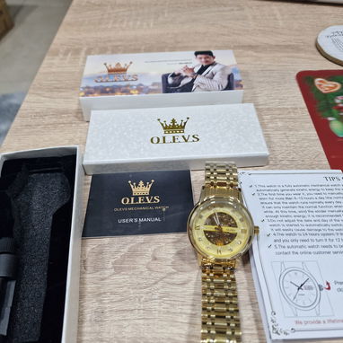 Reloj automático dorado para hombre OLEV en caja – Nuevo - Img 112110145