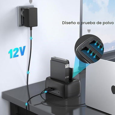 ORICO Dockin para disco duro de doble bahía USB 3.0 a SATA III para disco duro de 3.5 pulgadas máx. hasta 40 tb new - 5/8
