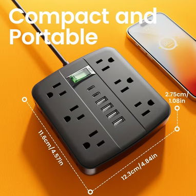 Regleta Eléctrica 18 en 1 con Puertos USB y Tipo-C – 5 Pies - 6/6
