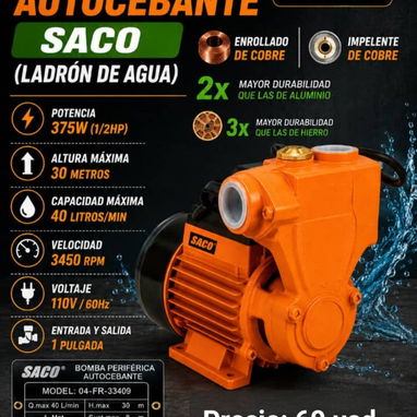 Bombas de agua periféricas, centrífugas y autocebantes (ladrón de agua), presurizadoras - Img 124153071