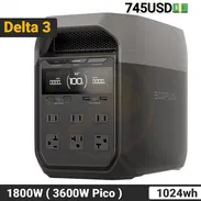 EcoFlow DELTA 3 con 1024Wh, 1800W - Pico 3600W, Carga Rápida y Batería LiFePO Estación de Energía Portátil PRECIO: 745US - Img 54892991