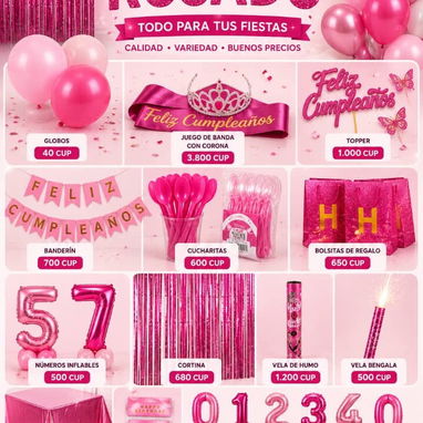 Cortinas de lluvias, globos látex, globos con temáticas, cartel Feliz cumpleaños, cuchara, # globos banda corona, vela - Img 122811189