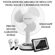 VENTILADOR RECARGABLE DE MESA CON PANEL SOLAR Y 2 BOMBILLOS NEXTEK, ENTREGA DE FACTURA. VARIEDAD DE ELECTRODOMÉSTICOS - Img 54497484