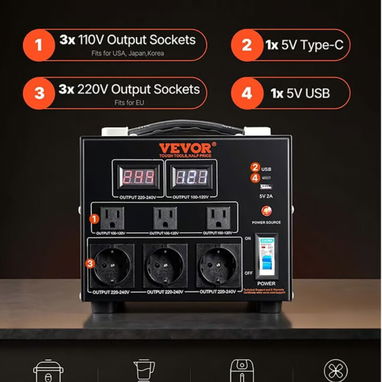 Convertidor VEVOR de voltaje 5000 W 110~220 volt - 5/8