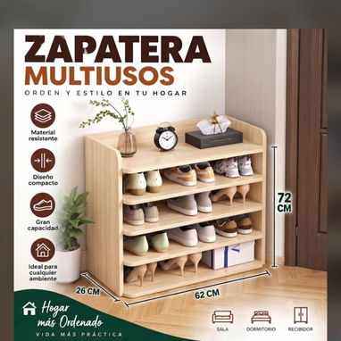 Zapatera de 5 niveles de madera - 2/3
