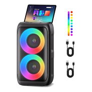 PWBSLAI Altavoz Bluetooth portátil con 2 Micrófonos Inalámbricos - Bocina Altavoz de Fiesta con luces LED 🌐 - Img 56741935