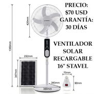 VENTILADOR SOLAR RECARGABLE 16" STAVEL, ENTREGA DE FACTURA, VARIEDAD DE VENTILADORES RECARGABLES - Img 55300613