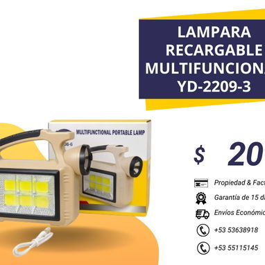 LAMPARA RECARGABLE MULTIFUNCIONAL CON PANEL SOLAR - Img 109035509