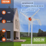 Generador Eólico 500W 12V Turbina de Viento 3 Aspas Con Kit - Img 57524697