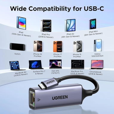 ADAPTADOR UGREEN USB-C A ETHERNET GIGABIT RJ45 1000MBPS ENVÍO DISPONIBLE + GARANTÍA - 6/9