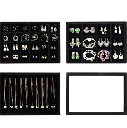 Organizador de joyas, bandeja de terciopelo para joyas, juego de 4 cajas de joyería con tapa, apilables, almacenamiento - Img 46067669