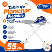 Combo. Tabla de planchar plegable, más plancha al vapor. ROYAL - Img 56705189