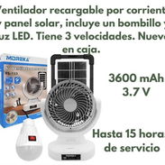 Ventilador recargable 4000 mah, hasta 15 horas, con su panel solar , nuevo #52398072 - Img 56195138