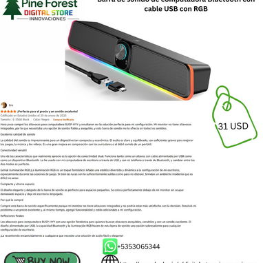 *Barra de sonido de computadora Bluetooth con cable USB con RGB - 2/10