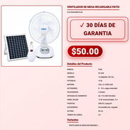 Ventilador Solar Recargable Patix FS-628 Con Puerto USB Carga Telefonos VPT-0149 - Img 57970905