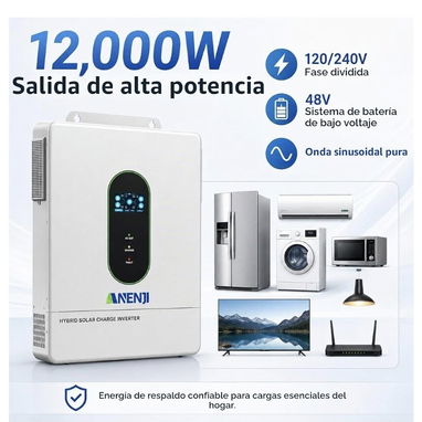 Super oferta!!! Inversor híbrido solar de 12000W 48V DC a 120V/240V AC Inversor de potencia de fase dividida monofásico. - 6/8