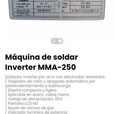 Máquina de soldar Inverter MMA-250 Soldador Inverter por arco con electrodos revestidos - 2/2