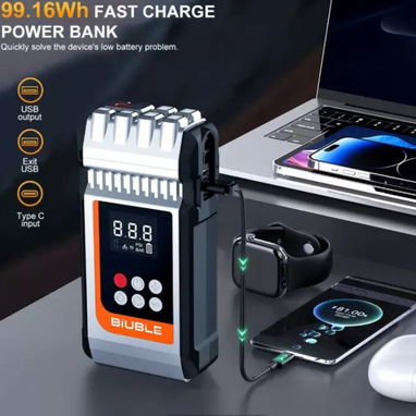 Arrancador portátil BÍUBLE-Compresor de aire integrado, luz de emergencia y power bank-Nuevo - Img 107242796