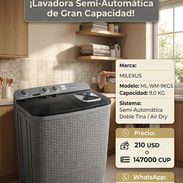 Lavadora semi automática doble tina 9kgs 210usd - Img 57317916